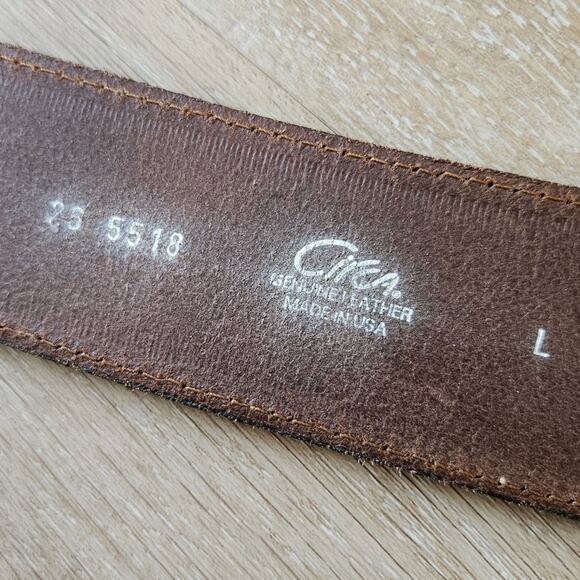 Vintage Circa Brown Leather Belt sz Large Waist Belt Casual Work Business Boho - Picture 2 of 5